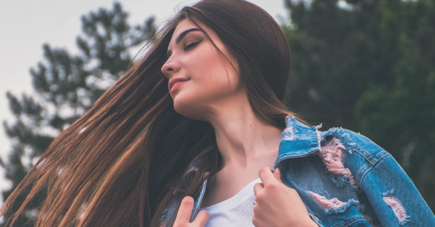 girl in denim jacket