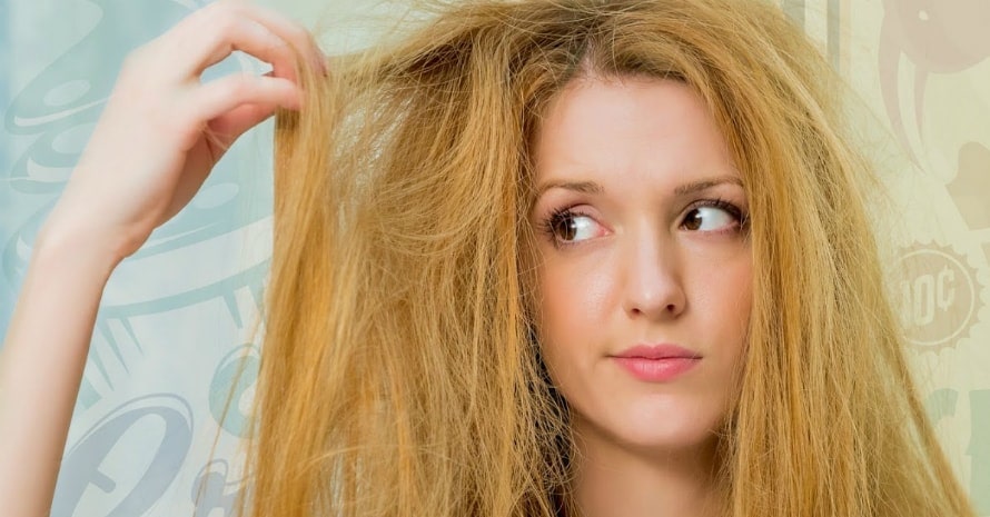 girl touching hair