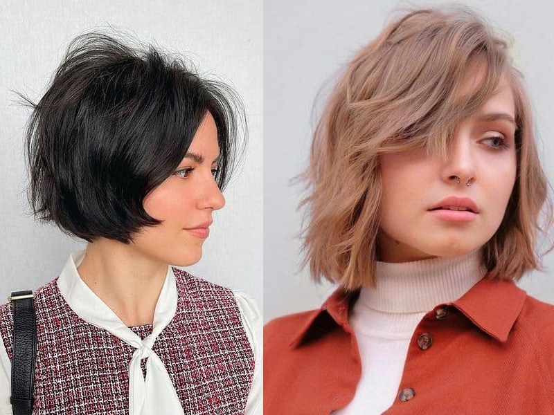 Layered bob for straight hair collage