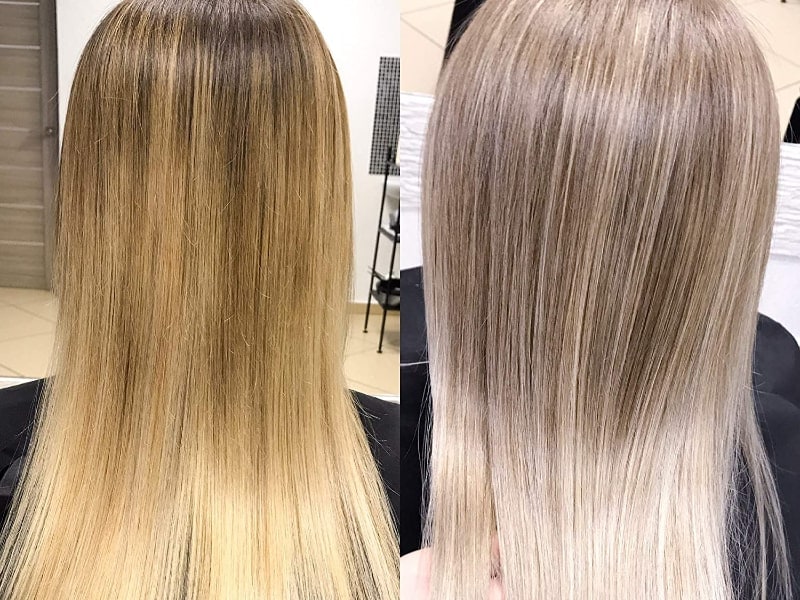 blue shampoo before and after