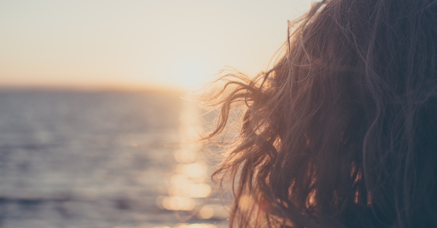 Girl's hair from background of the sea