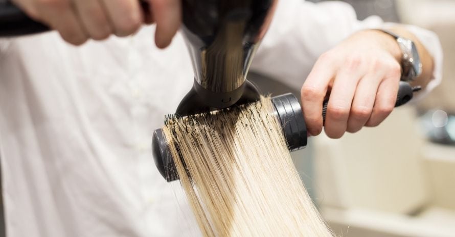 blow drying blonde hair