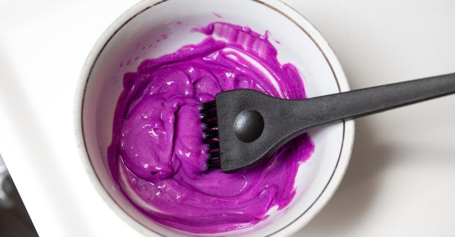 Ceramic bowl with pastel purple paint