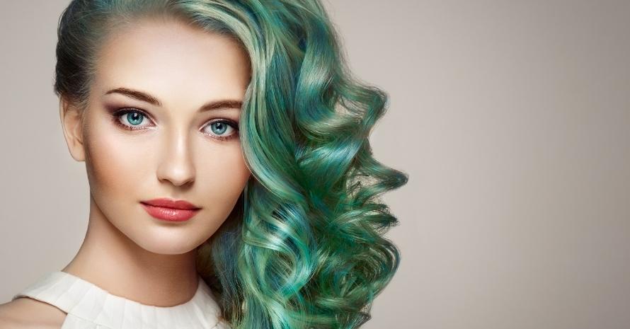 Model girl with colorful dyed hair