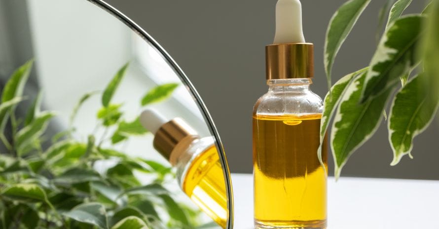 Oil serum in a glass bottle